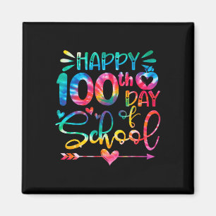 Íman Feliz 100º Dia De Colégio Tie Dye Rainbow 100 Dias