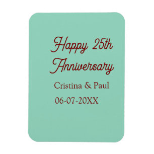 Íman Feliz 25º aniversário verde boho retrô pastel