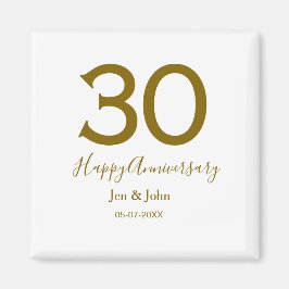 Íman Feliz 30 data de aniversário data ouro bold lete