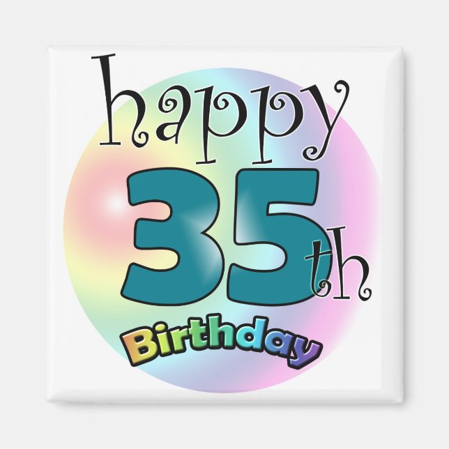 Íman Feliz 35º aniversário (blauw) (Frente)