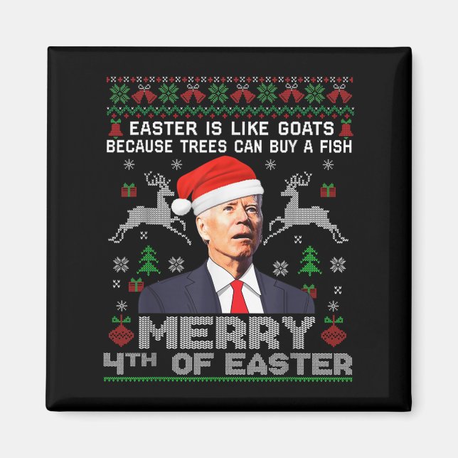 Íman Feliz 4º de Páscoa Funny Biden Camisa de Natal Fei (Frente)