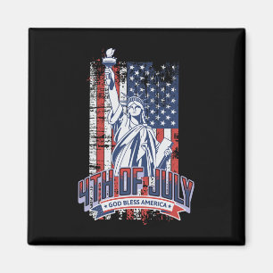 Íman Feliz 4 de Julho Bandeira Americana Patriótica Mul