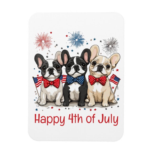 Íman Feliz 4 De Julho, Buldog Francês (Vertical)