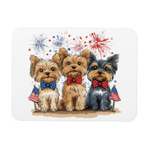 Íman Feliz 4 de Julho Cães Yorkshire Terrier