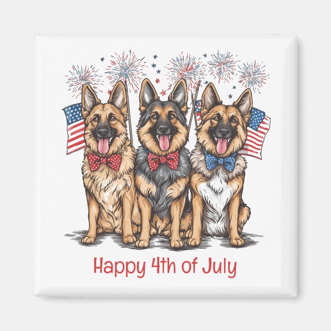 Íman Feliz 4 De Julho De Cães German shepherd (Frente)