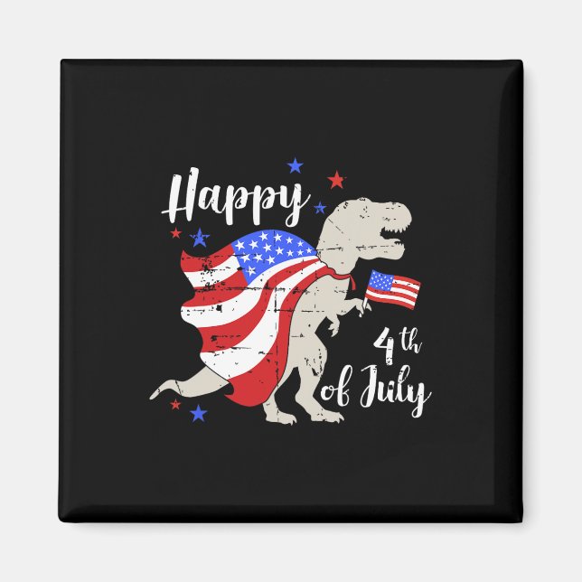 Íman Feliz 4 de Julho Dia da Independência Com T-rex Di (Frente)