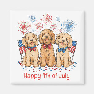 Íman Feliz 4 De Julho, Fogos De Artifício De Cães De Go