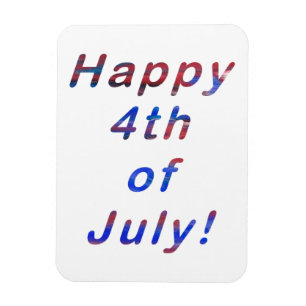 Íman Feliz 4 de julho - Letras Azuis Vermelhas sobre o 