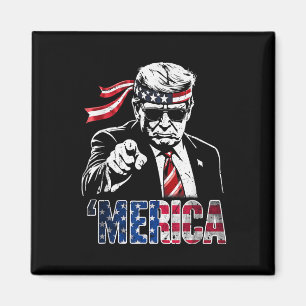 Íman Feliz 4 De Julho Merica Trump American Flag Usa