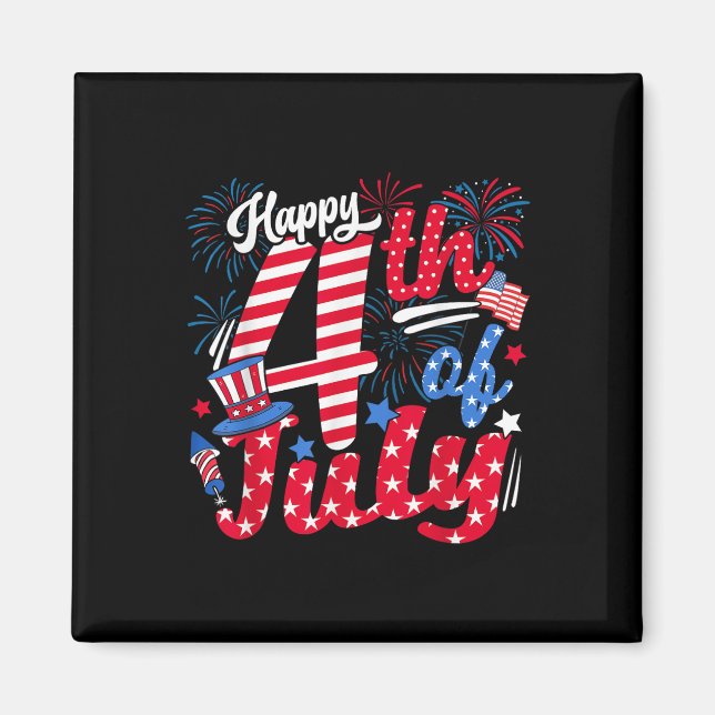 Íman Feliz 4 De Julho Nos Estados Unidos Bandeira Ameri (Frente)