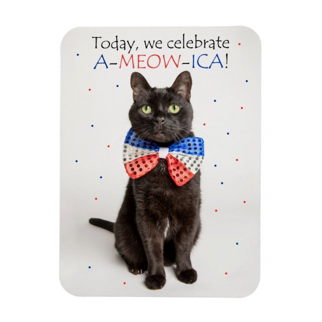 Íman Feliz 4 de julho para qualquer Gato Patriótico (Vertical)