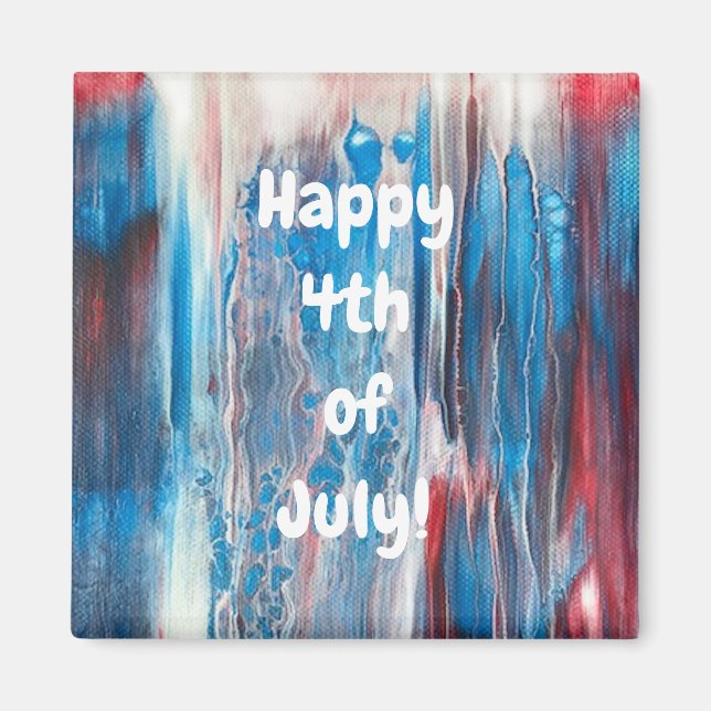 Íman Feliz 4 de julho, Red White Blue Abstrato Magnets (Frente)