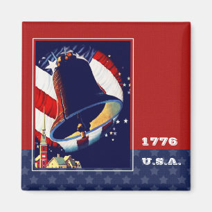 Íman Feliz 4 de julho. Vintage Liberty Bell