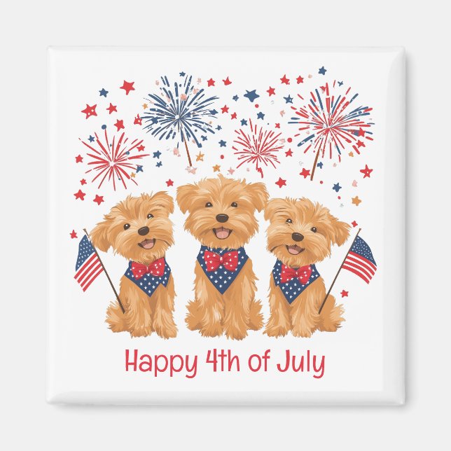 Íman Feliz 4 de Julho Yorkie Dogs (Frente)