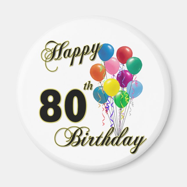 Íman Feliz 80 Aniversário Presente e Roupa de Aniversár (Frente)