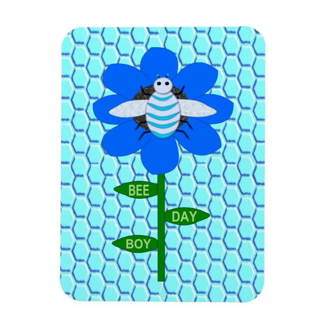 Íman Feliz Abelha Azul Aniversário Bumblebee (Vertical)