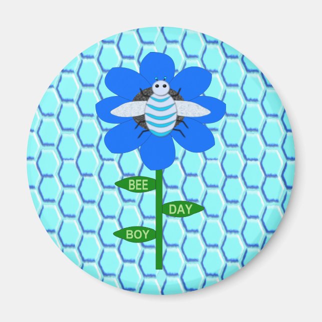 Íman Feliz Abelha Azul Aniversário Bumblebee (Frente)