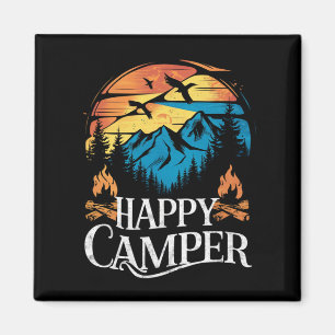 Íman Feliz Acampador Retro Vintage Equipe de Acampament
