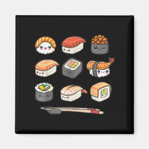 Íman Feliz anime Sushi Kawaii set Comida japonesa Lover
