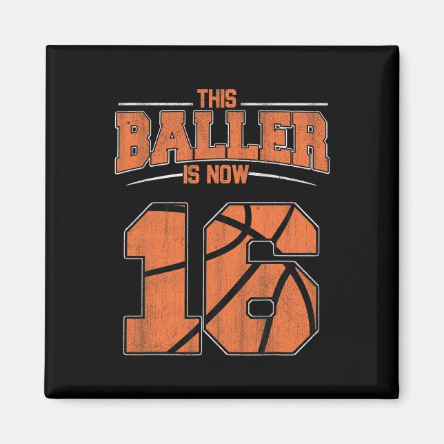 Íman Feliz Aniversário 16 Anos Meninos De Basquete Deze (Frente)