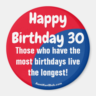 Íman Feliz Aniversário 30 Frigorífico Magnet