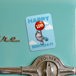 Íman Feliz Aniversário! Adicione a Idade Gambá & Balão