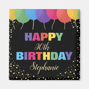 Íman Feliz Aniversário Ano Personalizado Nome Balões Co
