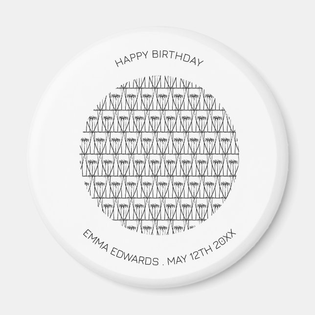 Íman Feliz Aniversário, Árvores de Coco Cuta, Lindo (Frente)