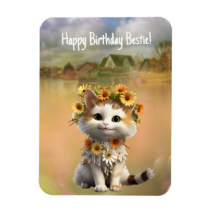 Íman Feliz Aniversário Bestie Cute Boho Cat