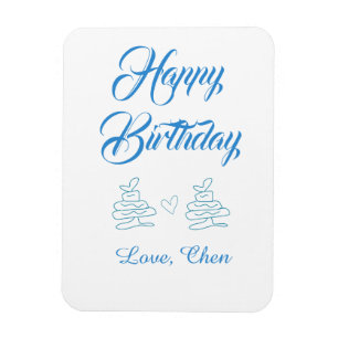 Íman feliz aniversário bolo azul coração nome amor past
