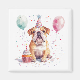 Íman Feliz Aniversário Bulldog Inglês