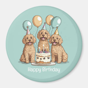 Íman Feliz Aniversário Cachorros de Goldendoodle