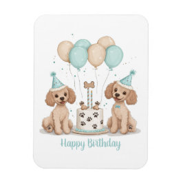 Íman Feliz Aniversário - Cachorros de Poodle Standard
