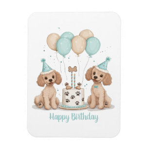 Íman Feliz Aniversário - Cachorros de Poodle Standard
