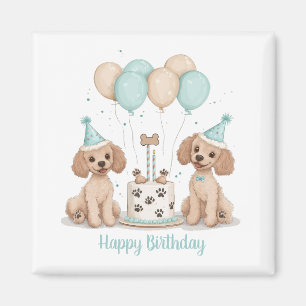Íman Feliz Aniversário Cães Poodle Padrão