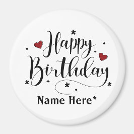 Íman Feliz Aniversário, Caligrafia Minimalista