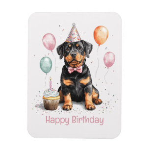 Íman Feliz Aniversário Cão Rottweiler