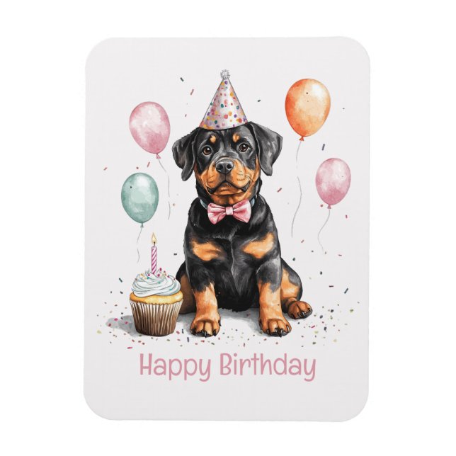 Íman Feliz Aniversário Cão Rottweiler (Vertical)