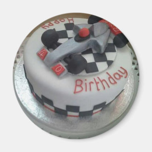 Íman feliz aniversário carro de corrida