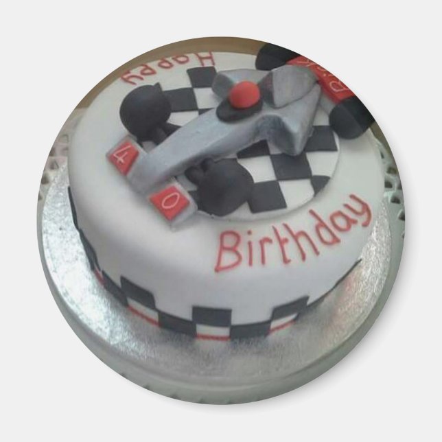 Íman feliz aniversário carro de corrida (Frente)