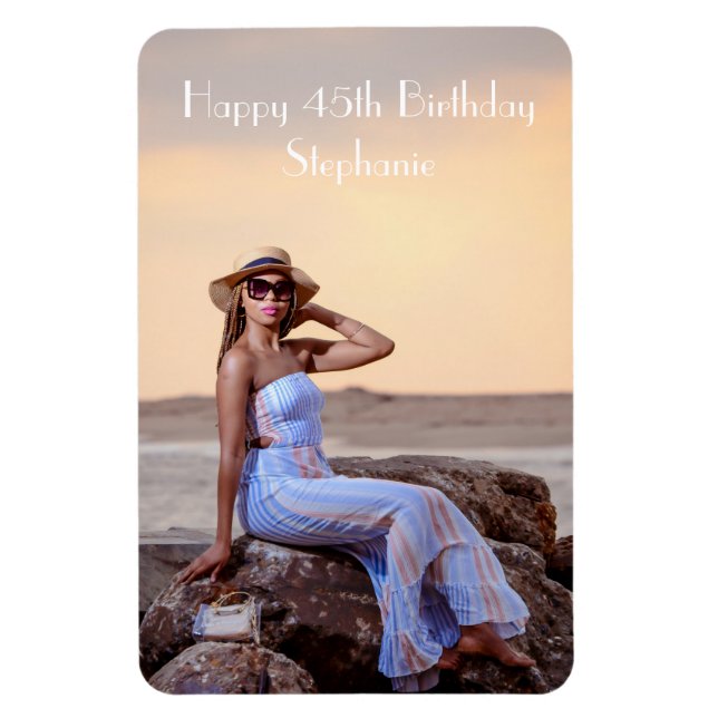 Íman Feliz Aniversário com Foto Personalizada  (Vertical)