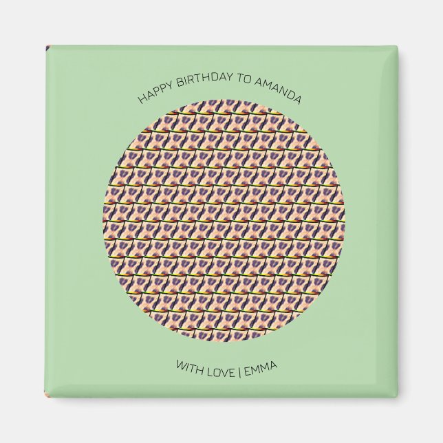 Íman Feliz Aniversário, Cute Quênia Leopard Patterno (Frente)