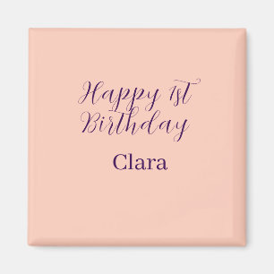 Íman Feliz aniversário de 1 ano laranja roxo boho retrô