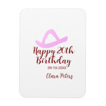 Feliz aniversário de 20 anos menina cowboy rosa da