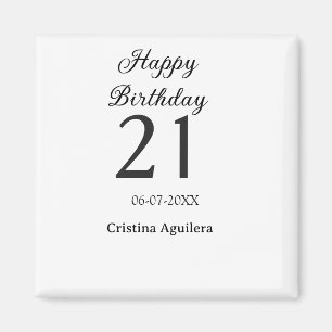Íman Feliz aniversário de 21 anos letra negrito simples