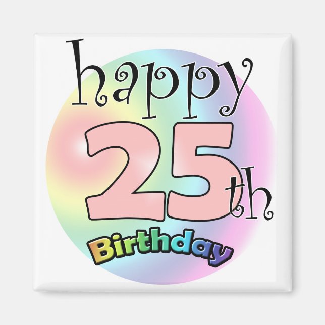 Íman Feliz aniversário de 25 (roze) (Frente)