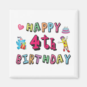 Íman Feliz aniversário de 4 anos. 4 anos de aniversário