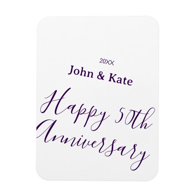 Íman Feliz aniversário de 50 anos nome roxo simples  (Vertical)