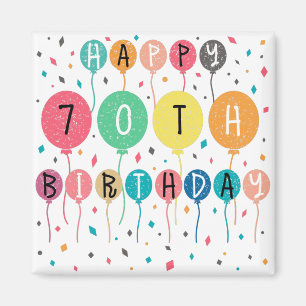 Íman Feliz aniversário de 70 com balões
