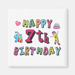 Íman Feliz aniversário de 7. 7 anos.